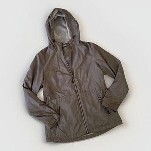 Free Country Womens M Brown Water Resistant Windbreaker Jacket Fleece Lined Hood